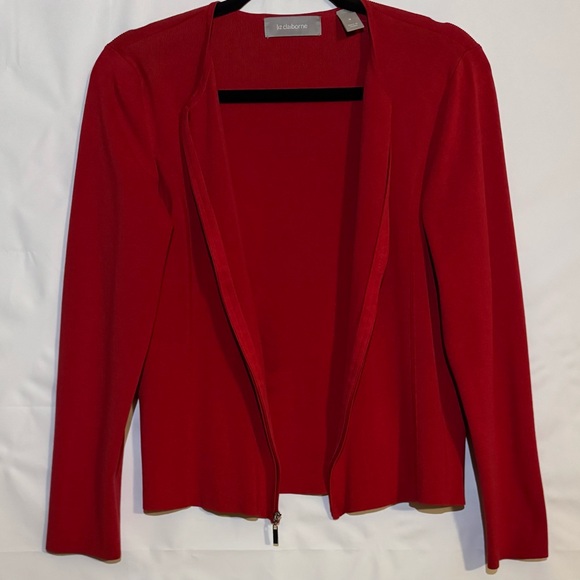 Liz Claiborne Women’s Cherry Red Top Sweater. With Zip Closure 
Medium. NWOT - Picture 6 of 11